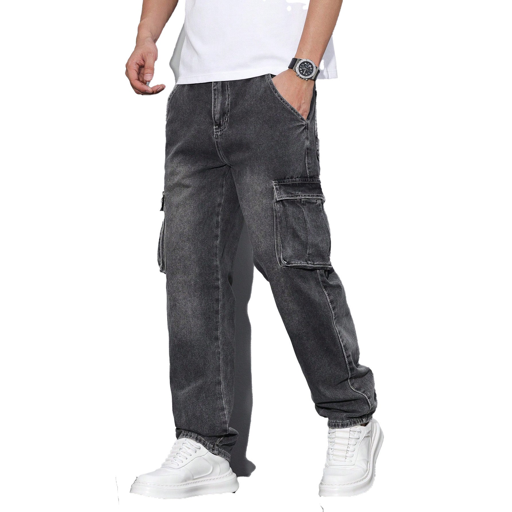 Light Blue Jeans Elastic Ankle Banded Pants