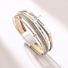 Bohemian Style Cross Micro Inlaid Diamond Magnetic Buckle Bracelet