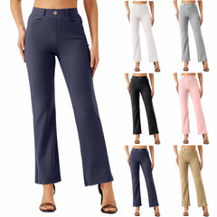 Elastic Waist Work Office Straight-leg Trousers