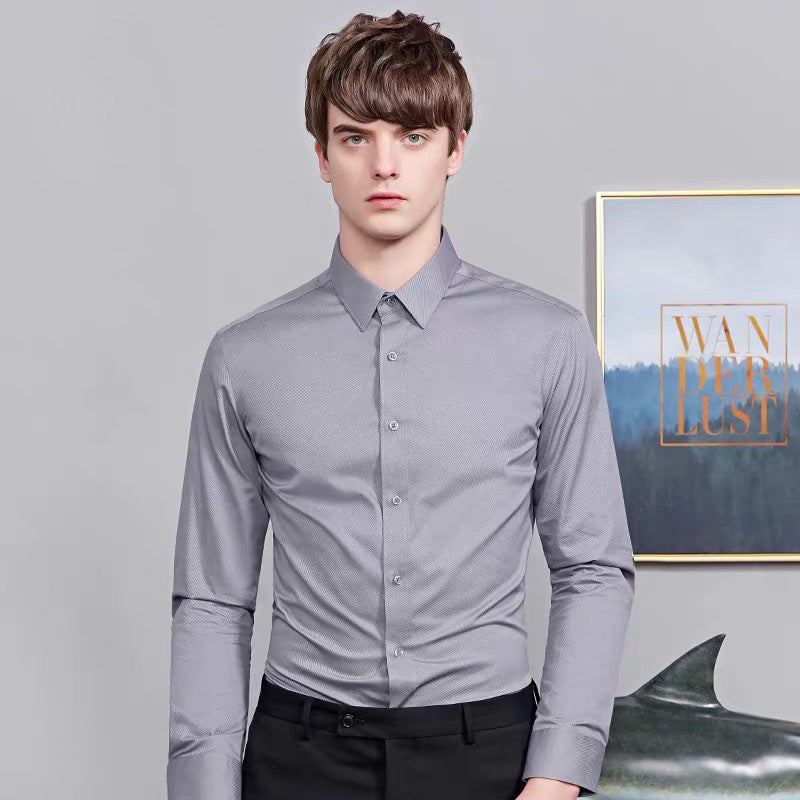 Korean Style Slim-fitting Iron-free Business Clothing White Shirt