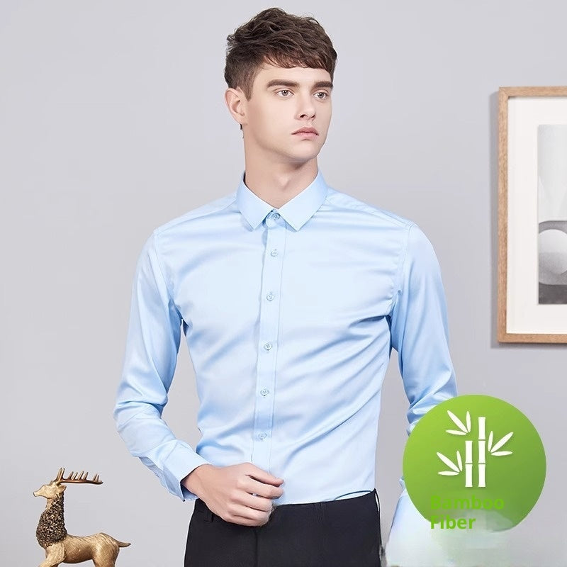 Bamboo Fiber Men's Long-sleeved Autumn Stretch Business Shirt