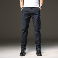 Straight Slim Fit Elasticated Waist Trendy Wild Long Pants For Young Men