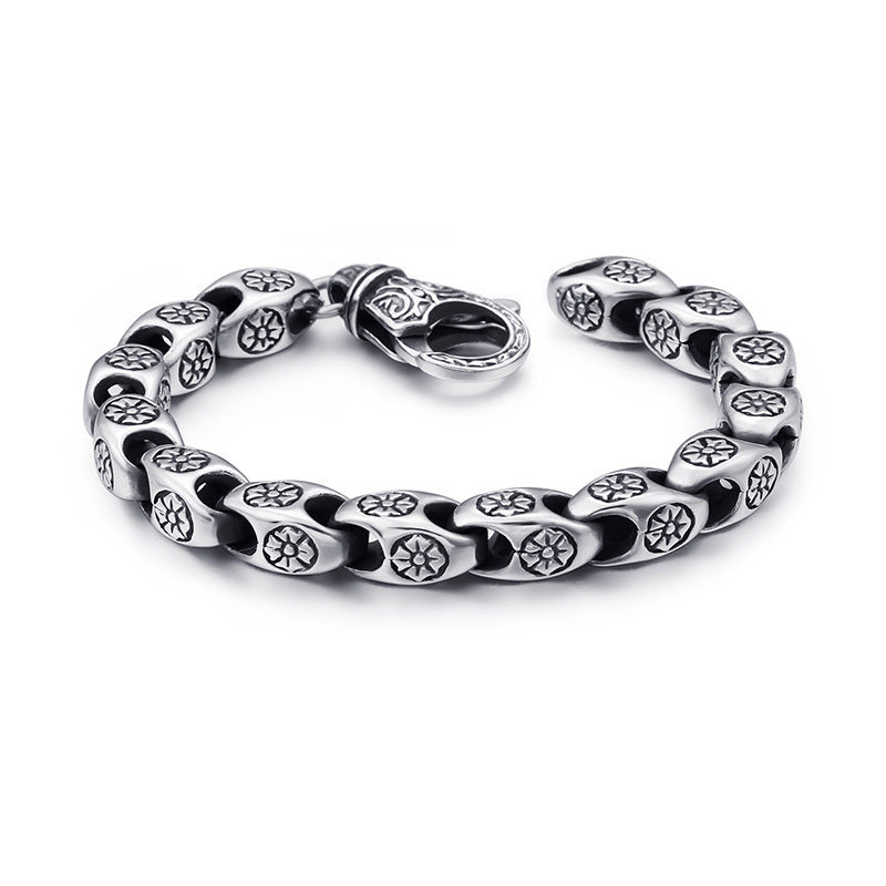 Stainless Steel Flower Cutout Titanium Steel Men's Bracelet